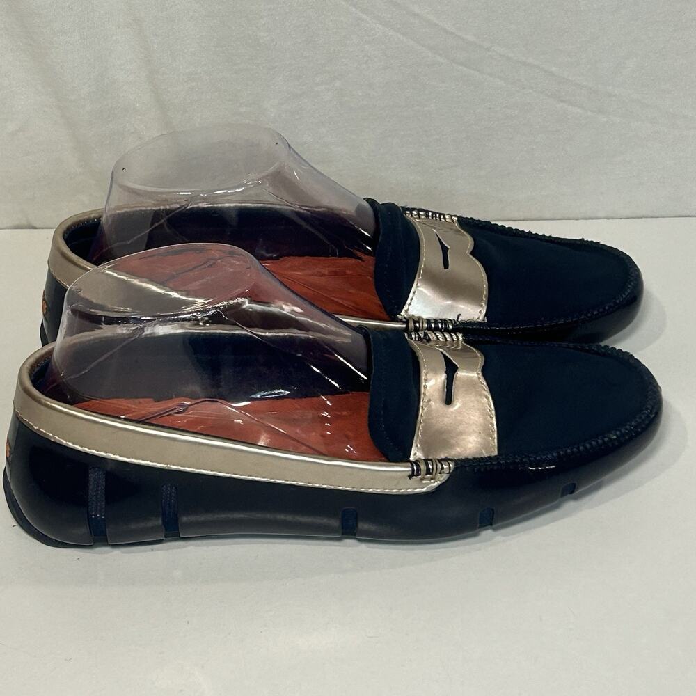 Swims Penny Loafer Men's EU 39.5/ 7 Casual Beach Water Boat Shoes Navy Blue Gold